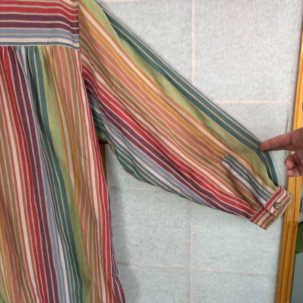 Jacque & KoKo Striped Button Down Shirt 18/20 Multi-Color Linen Stain - Picture 12 of 12